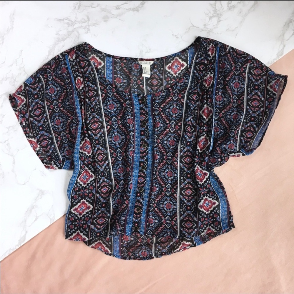 Forever 21 Sheer Print Top